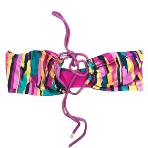 Bydee Santa Barbara Colorful Striped Bikini Top size Small